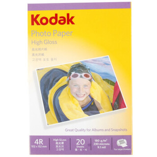 Kodak 柯达 美国柯达Kodak 4R/6寸 180g高光面照片纸/喷墨打印相片纸/相纸 20张装 4027-318