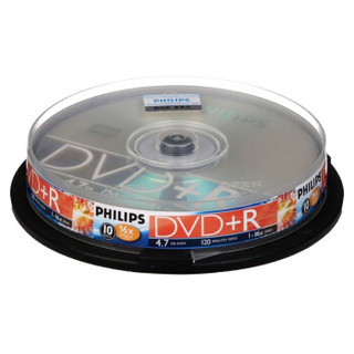 飞利浦（PHILIPS）DVD+R光盘/刻录盘 16速4.7G 桶装10片 空白光盘