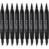 TG 探戈 天章办公(TANGO)10支装记号笔大双头油性笔经典实用/黑色
