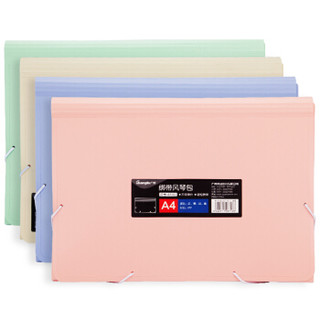 广博(GuangBo)A4绑带多层文件夹/公文包/风琴包 晶彩颜色随机 单个装A9161