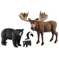 Schleich 思乐 北美森林野生动物套装模型 *3件