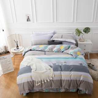 佳佰 四件套 床上用品 被套床单枕套 纯棉简约 品味优雅 适用1.8米双人床 *3件