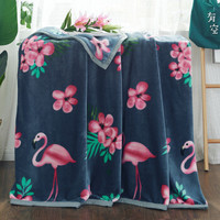 janlee 简丽 珊瑚绒毯 火烈鸟 100*140cm