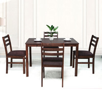 贝臻家  小户型组合餐桌椅 现代北欧经济型实木胡桃色 进口餐桌1桌4椅 B-H-DS049WN