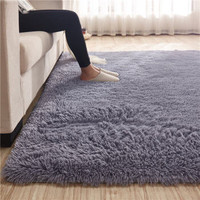 九洲鹿 卧室床边毯长绒地毯 简约风70×160cm灰色