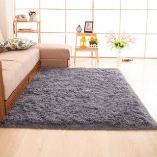 九洲鹿 卧室床边毯长绒地毯 简约风70×160cm灰色