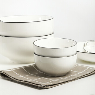 佳佰 简约釉下彩系列4.5英寸陶瓷米饭碗甜品碗汤碗 2只装
