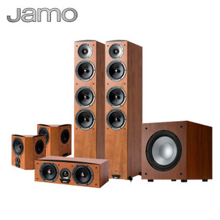 尊宝（JAMO）C607+C60CEN+C60SUR+J12 音响 音箱 5.1声道木质无源落地式家庭影院 高保真（暗苹果色）
