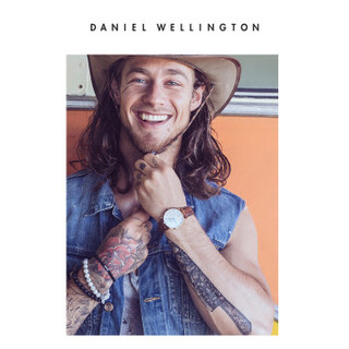 DanielWellington 丹尼尔惠灵顿 DW00100087 男士时尚石英表 38mm银色边 皮带 带日历 38mm 白色 棕色 牛皮