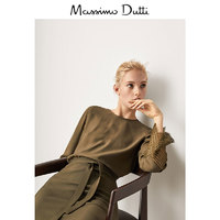 Massimo Dutti 05155601505 女士蕾丝袖设计罩衫  (34、绿色)