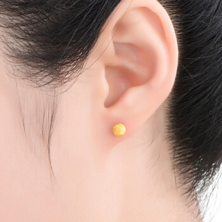 六福珠宝 足金光砂圆珠黄金耳环耳饰 计价 B01TBGE0002 约2.16克