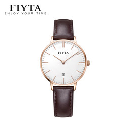 飞亚达（FIYTA）手表 One系列时尚简约石英情侣表 女士手表 白盘镀玫瑰金棕带 钟表 DL850000.PWK