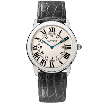 Cartier 卡地亚 RONDE SOLO DE CARTIER系列 W6700255 男士石英手表 36mm 银盘 黑色真皮带 圆形