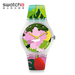 swatch 斯沃琪 英伦风情系列 SUOK132 女士热带花园花卉石英表