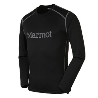  Marmot 土拨鼠 S54310 男款长袖T恤（黑色/灰色 M）