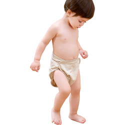 象宝宝（elepbaby）婴儿防水尿布裤 彩棉条纹新生儿宝宝尿布兜 防漏透气隔尿裤 M号2条装 *2件
