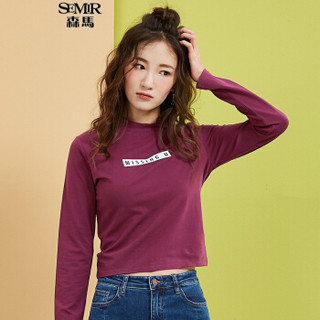 Semir 森马 12316010068 女士小高领打底衫 酒红 XS