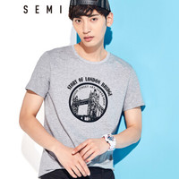 Semir 森马 19047001207 男士圆领短袖T恤 中花灰 S