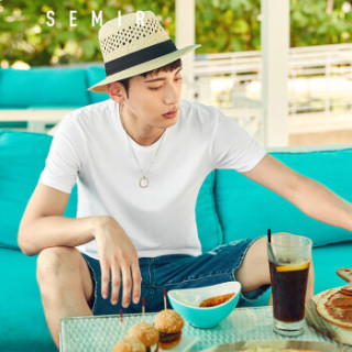 Semir 森马 19018001233 男士圆领短袖T恤 本白 S