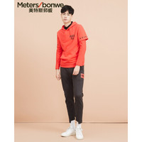  Meters bonwe 美特斯邦威 601934 男士印花假两件卫衣 实样红 165/88A