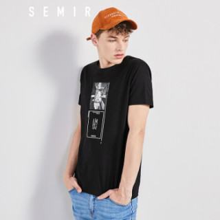 Semir 森马 19038001213 男士短袖T恤 黑色 XS