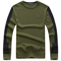 ZHAN DI JI PU 15371 男士圆领套头毛衣 军绿 2XL