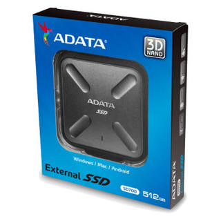 ADATA 威刚 SD700 USB3.1 移动固态硬盘 512GB 黑色