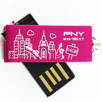  PNY 必恩威  双子盘 USB2.0 U盘 64GB 桃红色