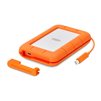LaCie 莱斯 Rugged 雷电 USB3.1 Thunderbolt USB-C 2.5英寸 2TB 移动硬盘 STFS2000800 银色/橙色