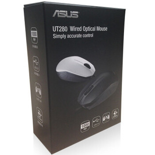 ASUS 华硕 UT280 人体工学红光有线鼠标 黑色