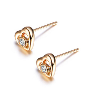 商品zocai 佐卡伊珠宝 e00855 心心相惜 黄18k金钻石耳钉