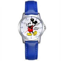 Disney 迪士尼 14058L 儿童可爱米奇石英表(蓝色) 防水 皮质