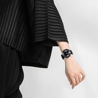 ISSEY MIYAKE 三宅一生 glass系列 NYAH002 男士石英手表 39mm 黑色 黑色 牛皮