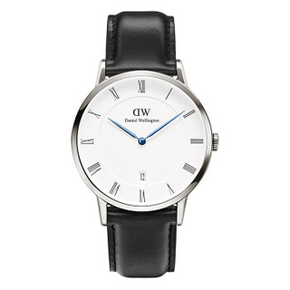 DanielWellington 丹尼尔惠灵顿 DW00100088 男士超薄石英表 38mm银色边 皮带 带日历 *2件