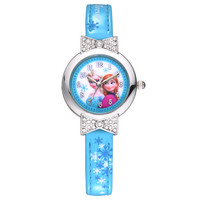 Disney 迪士尼 冰雪奇缘 TZ-21055L1 女孩镶钻石英表（湖蓝色） 皮带 夜光防水