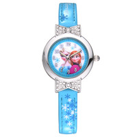 Disney 迪士尼 冰雪奇缘 TZ-21055L1 女孩镶钻石英表(湖蓝色) 皮带 夜光防水