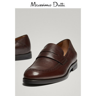  Massimo Dutti 12099222700 棕色纳帕软革乐福鞋 (棕色、43)