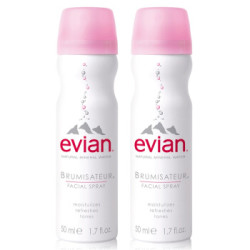 依云（evian）天然矿泉水喷雾便携双只装50ml*2（法国进口 补水 保湿 爽肤水 湿敷 便捷方便 护肤品） *2件