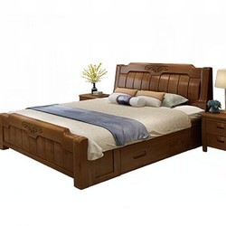 忆斧至家 实木双人床 框架结构 床+天然山棕床垫 1.8米