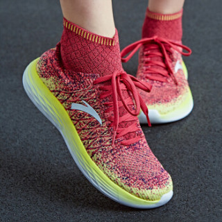 anta 安踏 92715550-1 女士高帮袜套式透气跑步鞋 玫红/黄/白-1 36.