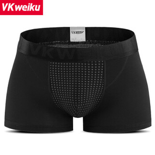 VKWEIKU C073 男士平角裤 (3条装、L、黑色+酒红色+灰蓝色)