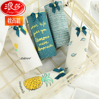 浪莎（LangSha）女士内裤 纯棉中腰性感印花女式三角裤头 5条礼盒装170/XL