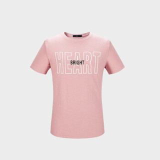 HLA 海澜之家 HNTBJ2E132A 男士短袖T恤 粉红花纹 46