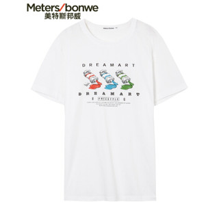 Meters bonwe 美特斯邦威 601841 男士趣味图案短袖T恤 亮白 175/96