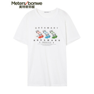 Meters bonwe 美特斯邦威 601841 男士趣味图案短袖T恤 亮白 175/96