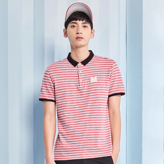 Semir 森马 19038001201 男士条纹polo衫 红白色调 XL