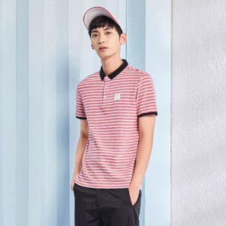 Semir 森马 19038001201 男士条纹polo衫 红白色调 XL