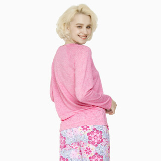 InteRight 女士彩点麻长袖家居服套装 (XL、粉红色)