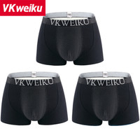 VKWEIKU G083 男士平角裤 (3条装、L、黑色+黑色+黑色)