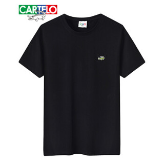 CARTELO 17023KFT0709 男士纯色圆领短袖T恤 黑色 XL